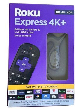 Roku Express 4K+ Streaming Media Player 4K HDR with Voice Remote 3941R NEW